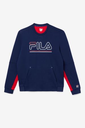 FILA Dooley Tech Crew Tracksuits Navy / Red / White,Mens Clothing | CA.OHPQUD576